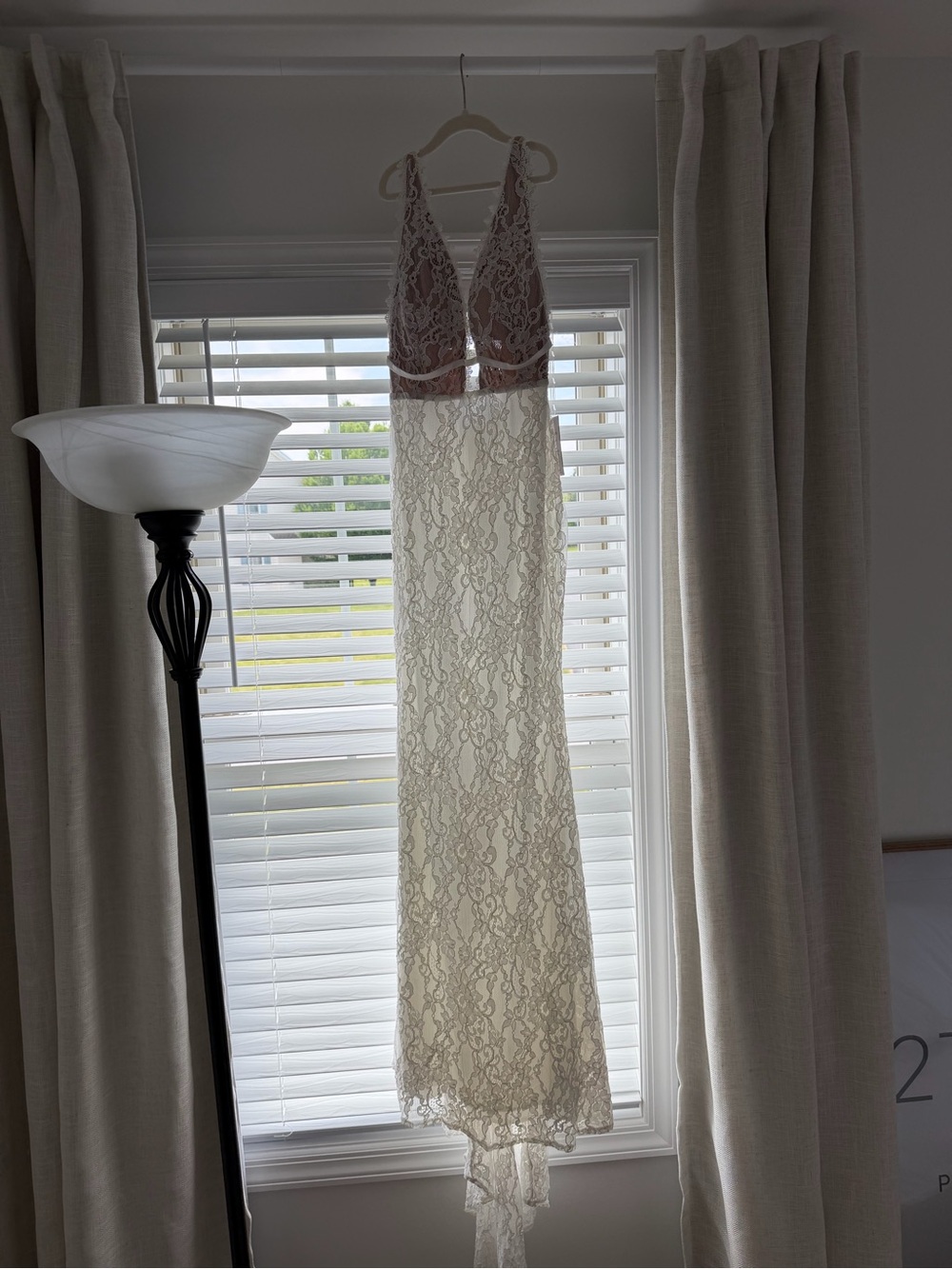 Aphrodite Alamour the Label white Lace Plunging V-Neck Wedding Gown